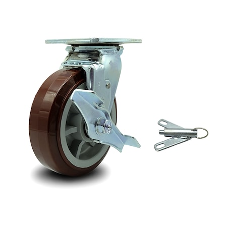 Service Caster Greenlee Swivel Caster with Brake & Bolt-On Swivel Lock - MA6065 GMX Cart - SCC GRE-SCC-30CS620-PPUR-TLB-BSL